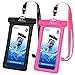 MoKo Floating Waterproof Phone Pouch [2 Pack], Floatable Phone Case Dry Bag with Lanyard Compatible with iPhone 14 13 12 11 Pro Max X/Xr/Xs/SE 3, Samsung S21/S10/S9/S8, Black+Pink