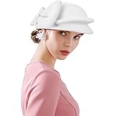 RZTA Women's Vintage 100% Wool Felt Cloche Bucket Bowler Hat Winter Vintage Bow Fedoras Church Derby Fascinator Hat
