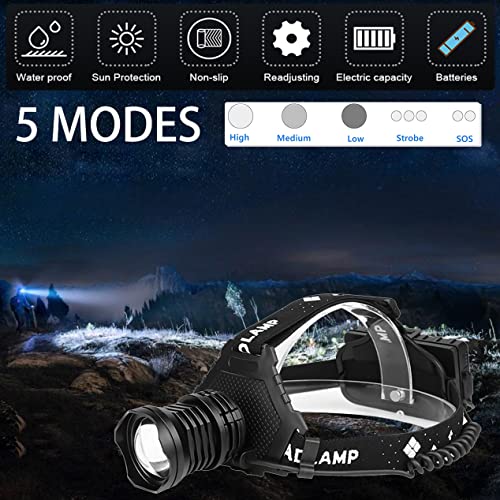 BXE Headlamp,Brightest Head lamp ,90000 LM Super Bright Headlamp USB
