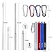 [Updated] 4 Pack Portable Collapsible Reusable Straws - Telescopic Stainless Steel Metal Travel Straw Drinking with Case, Cleaning Brush and Keychain, by Huameilong(Sliver, Black, Blue,Red)