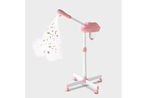 NIUADAGE Professional Facial Steamer, Face Steam on Wheels, Estheticians Steamer with More Steam for Moisturizing and Hydration, Adjustable Height and Angle for Spa Beauty, Home Use, Pink