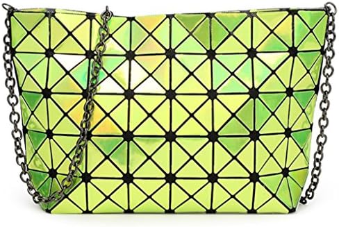 Katoony Girls PU Leather Geometric Metal Chain Shoulder Handbag Casual Crossbody Messenger Bag Purse