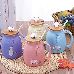 HwaGui - Cute Mug Kawaii Cup Ceramic Mug With Lid