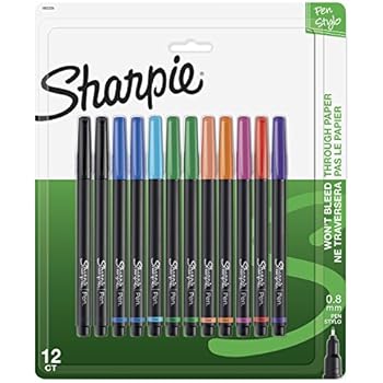 Sanford 1802226 Sharpie Pen, Fine Point, Assorted Colors, 12-Count