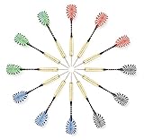 Darts - Pack of 12 Steel Tip 18g By Bullseye Sports - 4 Stylish & Fun Designs (Dartboard Stripe). Aluminum Grip Stems with Extra Flights - Perfect Christmas/Birthday Gift Set For Beginners