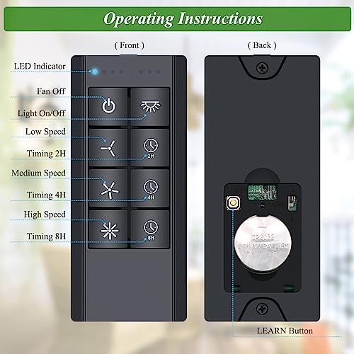 Universal Smart WiFi Ceiling Fan Remote Control Kit, Speed Control with  Dimmer, Compatible with Alexa, Googl