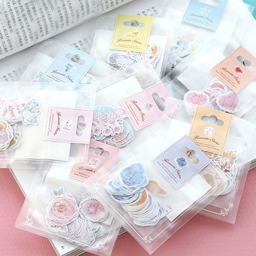 xxiaoTHAWxe Sticker, 70Pcs/Pack Romantic Sticker Scrapbooking Diary Album Phone School Supplies Decor