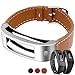 C2D JOY Leather Strap Compatible with Garmin vivofit (1st)/2 Silver Metal Case with Replacement Band - Brown
