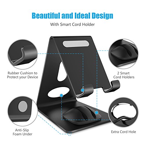 Cell Phone Stand, WizGear Premium Phone Holder For iPhones, Android Smartphones & Mini Tablets –Sturdy Metal Phone Stand For Desk With Smart Cord Holder System - Thumbnail 2
