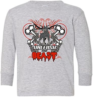 Tenacitee Girl's Toddler Unleash The Beast Long Sleeve T-Shirt, 4T, Heather Grey