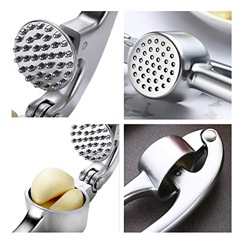 Garlic Press, KITHELP garlic Crusher With Silicone Roller Peeler - Professional Grade, Clean Brush, Dishwasher safe, Rust-proof, Stainless Steel Mincer - Thumbnail 2