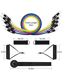 Resistance Bands Set, Fitness Workout Bands Include 5 Stackable Exercise Bands with Cushioned Handles, Sports Wristband, Carry Bag and Door Anchor Attachment, Legs Ankle Straps, Guide Book for Home