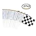 40Pack Checkered Flag Racing Polyester Flags On Plastic Stick Black & White Racing Pennant Banner Flags, Provide Decorations Supplies for Racing, Football Matches, Birthday Parties(8 x 5.5Inch)