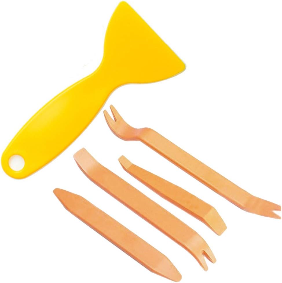 Weite 5-Pack Durable Auto Car Radio Door Clip Panel Trim Dash Audio Removal Installer Pry Tools Set (Yellow)