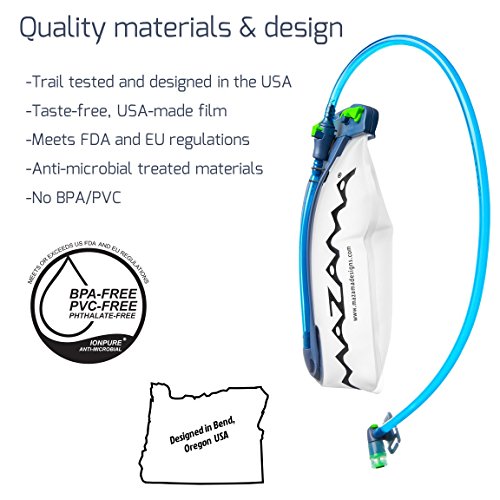 Mazama Designs Axe Topfill Hydration Bladder - Short 2 liter. BPA Free Replacement Bladder for Most Backpacks. Mfd. with USA Made Film - Great for Biking, Hiking, Running, Hunting, and Skiing.