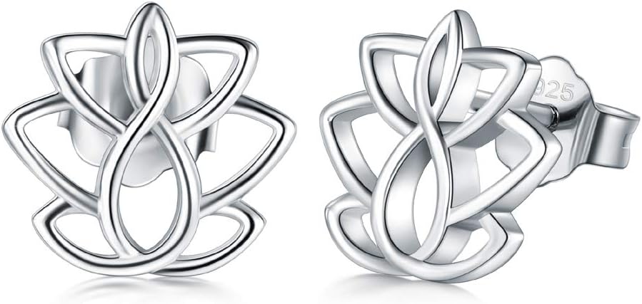 BORUO925 Sterling Silver Earrings, BoRuo Lotus Flower Yoga Earrings