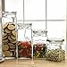 Set of 4 Glass Canister Jars with Air Tight Lids for Kitchen or Bathroom, Food, Cookie, Cracker, Storage Containers, Square, Clear 28, 44, 57, and 80 Oz