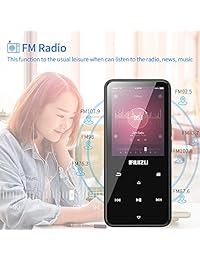 Reproductor de MP3 con radio FM Altavoz grabadora de voz , 8 GB Reproductor de música con sonido sin pérdidas, Metal botón táctil, soporta hasta 64 GB, plata
