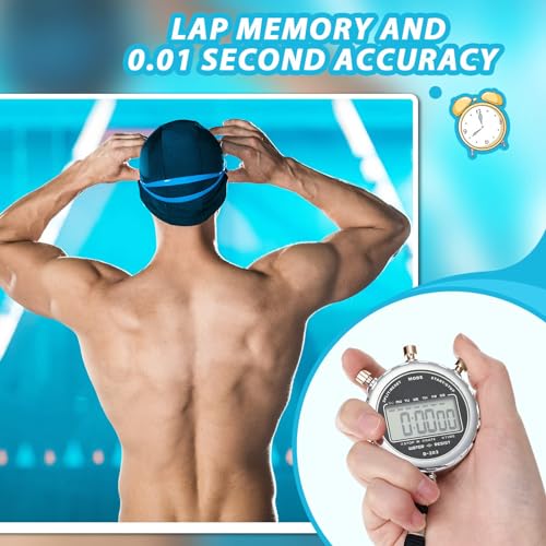 MAKINGTEC Digital Stopwatch, Metal Waterproof Stop Watch, Sports Stopwatch Timer 1/100th Second Handheld Chronograph with Large Display Shockproof Stopwatch for Coaches Swimming Training Competition