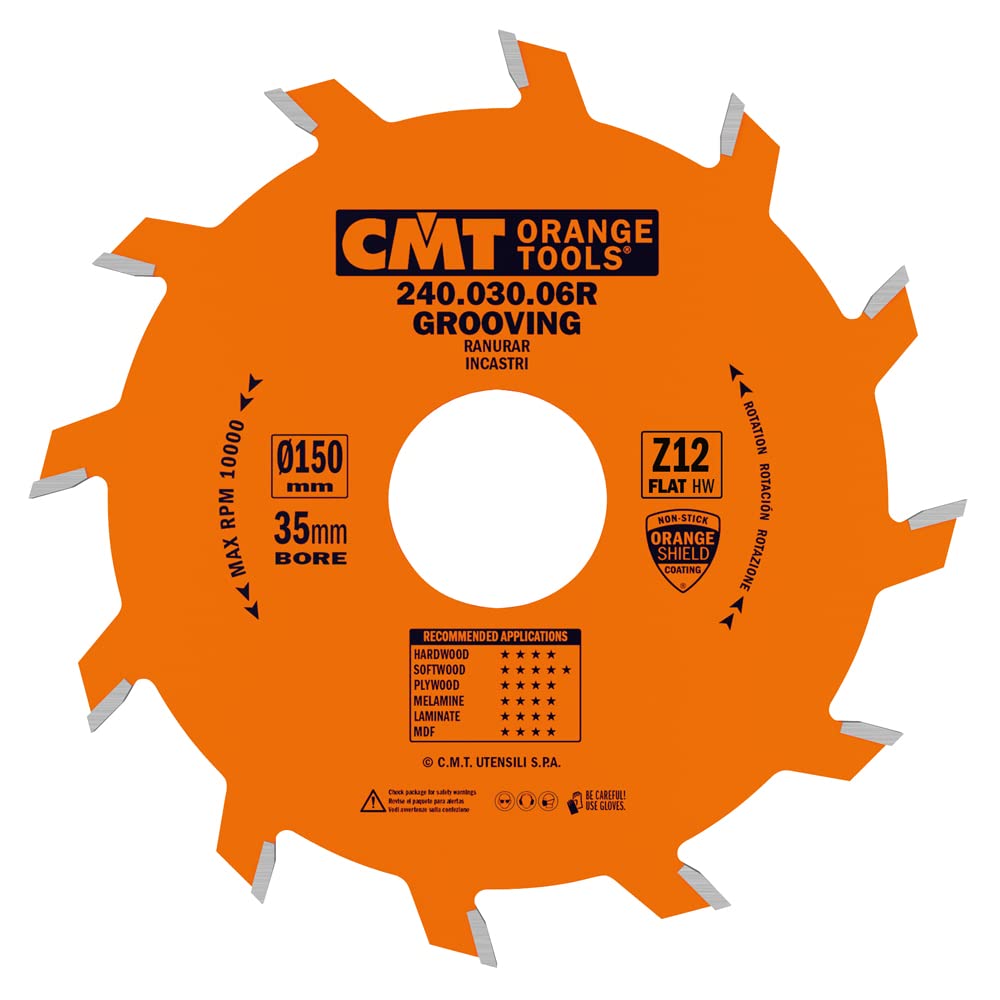 CMT Orange Tools 240.030.06r – Straight Grooving Cutter Circular Saw Blade 150 x 3 x 35 Z 12
