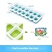 OMorc Ice Cube Trays 4 Pack, Easy-Release Silicone and Flexible 14-Ice Trays with Spill-Resistant Removable Lid, LFGB Certified & BPA Free, Stackable Durable and Dishwasher Safe - Blue & Green