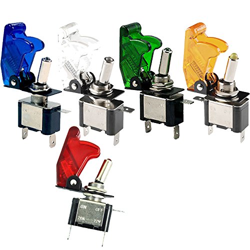 ESUPPORT Blue Red Green White Yellow 12V 20A LED Light Toggle Switch Car SPST ON Off 3Pin