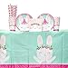 Birthday Bunny Party Supplies Pack for 16 Guests Including Paper Cups, Paper Dessert Plates, Paper Beverage Napkins, Paper Straws, and Plastic Table Cover (Bundle for 16)
