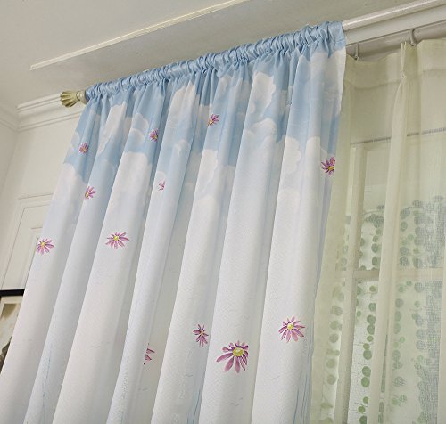 Thermal Insulated Grommet Blackout Curtains for Bedroom Flower And Grass Print 80 x 40 Inch Room Darkening Curtain (Colorful)