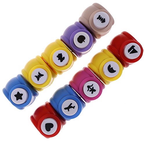 7thLake Paper Punch,Scrapbooking Punches 10 Pieces,Cute Multi-pattern Hand Press Shapes,Kid Cut DIY Handmade Hole Puncher for Festival Papers and Greeting Card