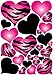 Hot Pink Radial, Zebra Print Heart Wall Decals Stickers/Jungle Safari Hearts Wall Decor primary