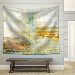 Brown and Green Abstract Art Painting - Fabric Wall Tapestry Home Decor - 51x60 inches