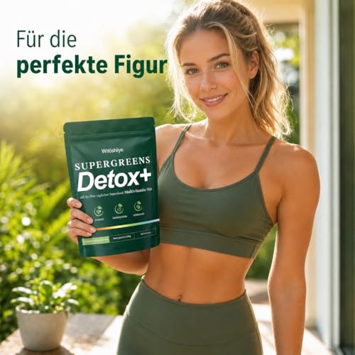 Green Detoxification Powder, Superfood Powder Helper, 200 g Green Powder Helper with Matcha, Blueberries, Barley Grass, Fibre Rich & Vegan, Natural Plant Powder for Nutrition & Everyday Life & Fibre