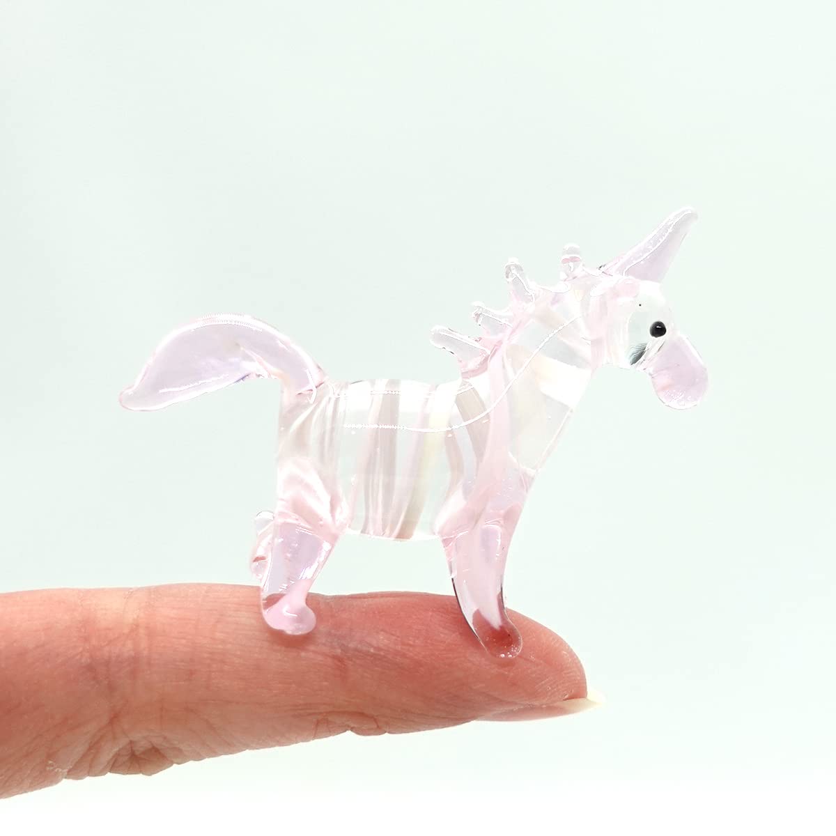 Sansukjai Unicorn Tiny Figurines Fancy Animals Hand Blown Glass Art Collectible Gift Home Décor (Pink)