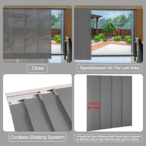 LETAU Sliding Panels Track Blinds, Upgrade Light Filtering UV