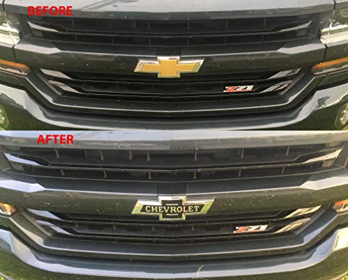Black Front Grille Centennial Bowtie Emblem compatible with Chevrolet Silverado 2016-2018 Heritage and Chevrolet Colorado Z71 ZR1 2015-2019 - Thumbnail 4