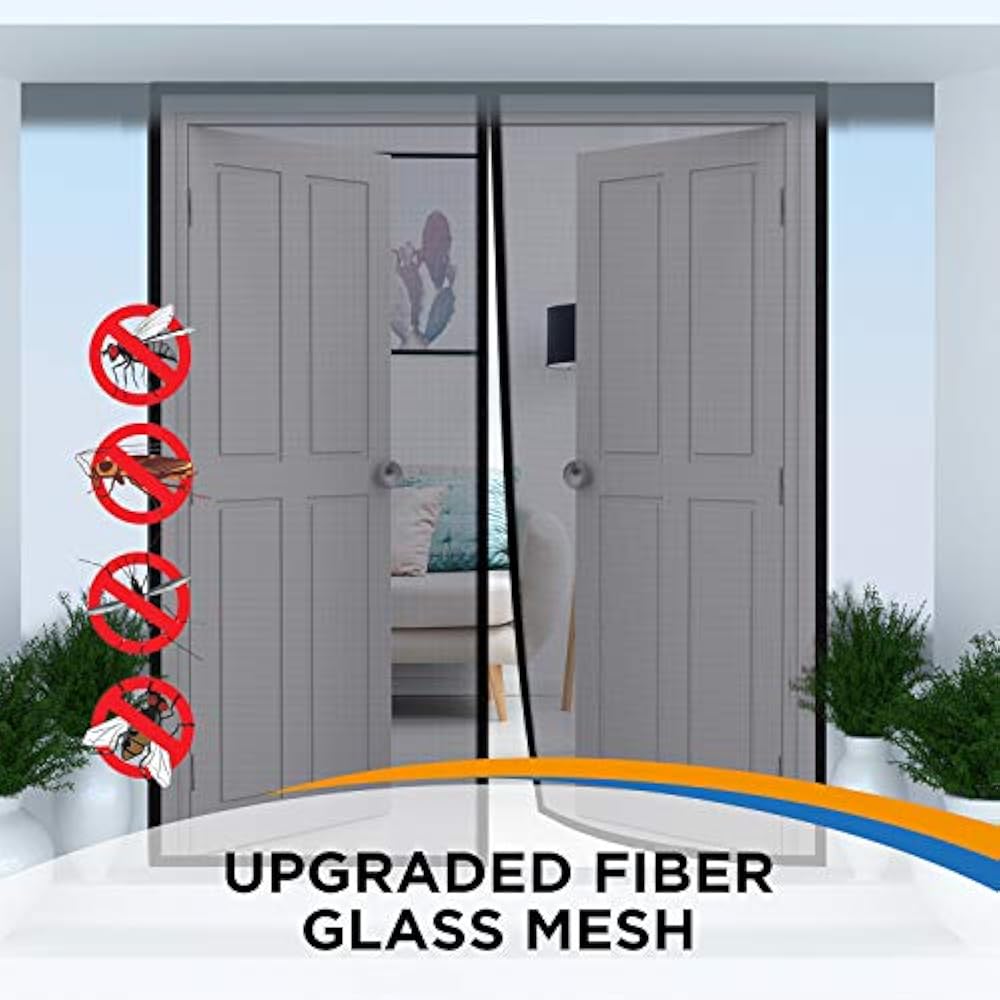 Screen Door For 72"x80" French Door, Durable Fiberglass Double