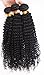 Brazilian Virgin Kinky Curly Hair Weave 3 Bundles 300grm Top 7A Unprocessed Natural Color Hair Extensions (10 10 10+8 inch closure)