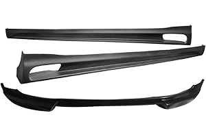 Front Bumper Lip Spoiler + Side Skirts Compatible with 2010-2014 VW Golf 6 MK6, RG Style Black PU Urethane Body Kit by IKON MOTORSPORTS