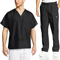 Cherokee Mens Workwear Scrub Set Medical/Dentist Uniform V-neck Top & Cargo Pant (Black, Small)