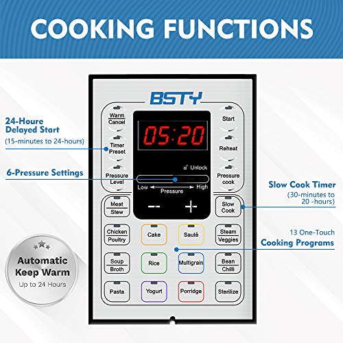 BSTY Electric Pressure Cooker with 13in1 Cooking Functions