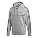 adidas Men's Essentials 3-Stripe Pullover Hoodie, Medium Grey Heather/Black, Medium