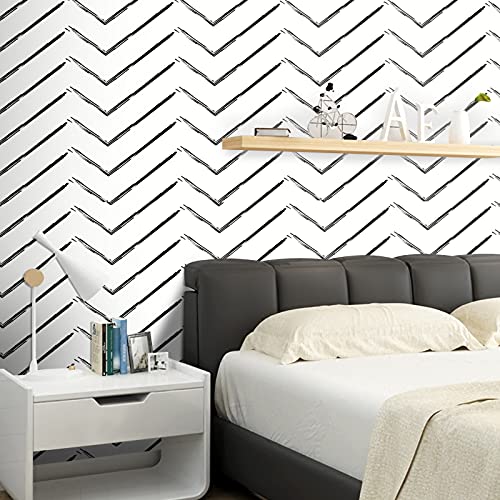 practicalWs Peel and Stick Black and White Wallpaper 17.7in × 396.7in