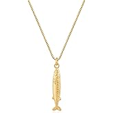 MUYAN Gold Fish Pendant Necklaces for Women Trendy Ocean Beach Theme Jewelry