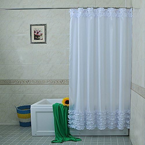 Lace white shower curtain,Waterproof mildew Shower curtain Bath curtain-F 180x240cm(71x94inch)