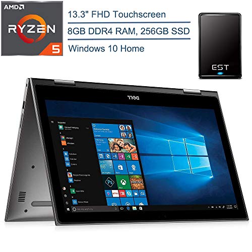 2019 Dell Inspiron 7000 2-in-1 13.3″ FHD Touchscreen Laptop Computer, AMD Quad-Core Ryzen 5 2500U (Beats i7-7500U) up to 3.6GHz, 8GB DDR4, 256GB SSD, HDMI, Windows 10 + EST 320GB External Hard Drive