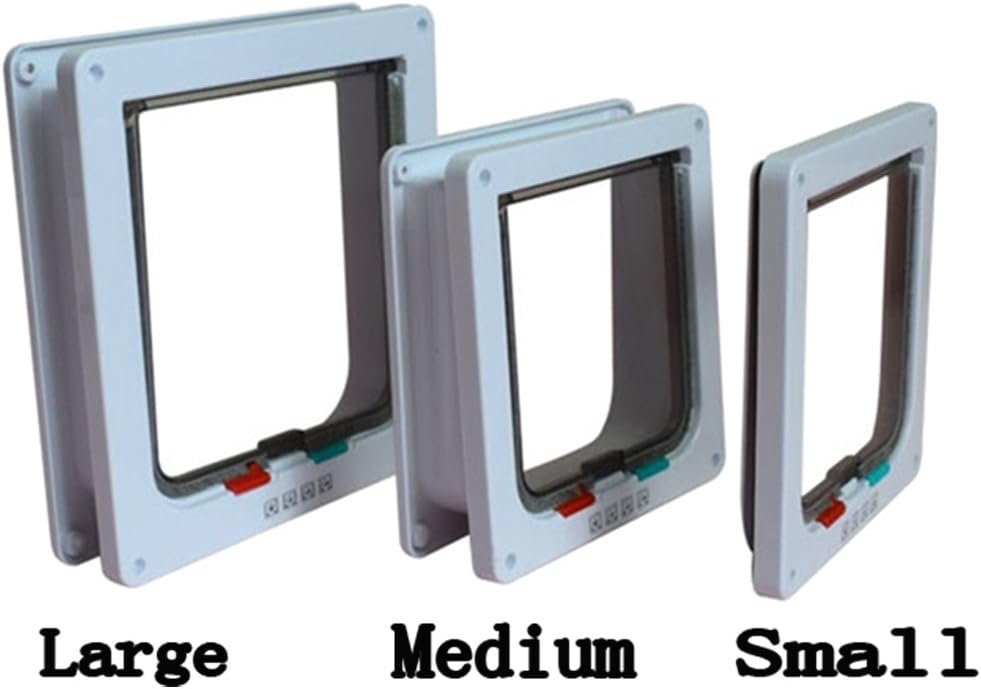 XIAOYU Interior 4 Ways Locking Cat Dog Door & Flaps, White, Large - Image 5