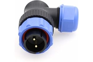 Eonvic Weipu SP21 2 Pin Male Aviation Circular Connector Plug Male Waterproof IP68 12V 30A Connector for BLUETTI AC200MAX AC300 Portable Power Station (Angled Plug)