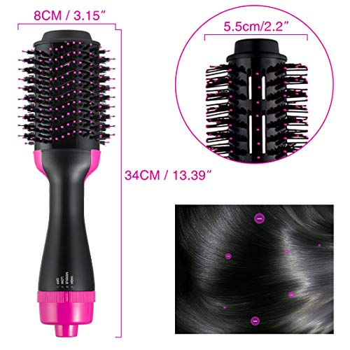 One Step Hair Dryer & Volumizer, Negative Iron Hair Dryer Brush & Hair Curler Ceramic Hot Air Brush 2-in-1 Infrared Hot Air Combing Curly Straight Dual-use Hair Styling Tool (Black +Purple) - Thumbnail 2