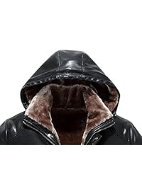 Tanming - Chaqueta de piel sintética con capucha para hombre