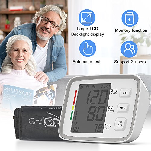 TENKER Home Blood Pressure Monitor- 2 Users &180 Storage with Large Cuffs, FDA Certified
